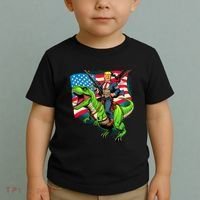 Bald Eagle Us Flag Trump Riding A Trex Toddler T-Shirt thumb 2