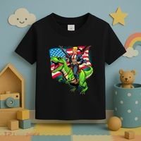 Bald Eagle Us Flag Trump Riding A Trex Toddler T-Shirt thumb 3