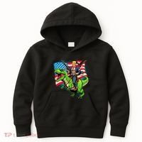 Bald Eagle Us Flag Trump Riding A Trex Kids Hoodie thumb 0