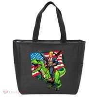 Bald Eagle Us Flag Trump Riding A Trex Tote Bag thumb 0