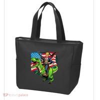 Bald Eagle Us Flag Trump Riding A Trex Tote Bag thumb 3