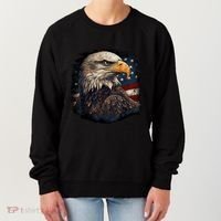 Bald Eagle Us American Flag 4th Of July Proud Patriotic Women's Sweatshirt thumb 0