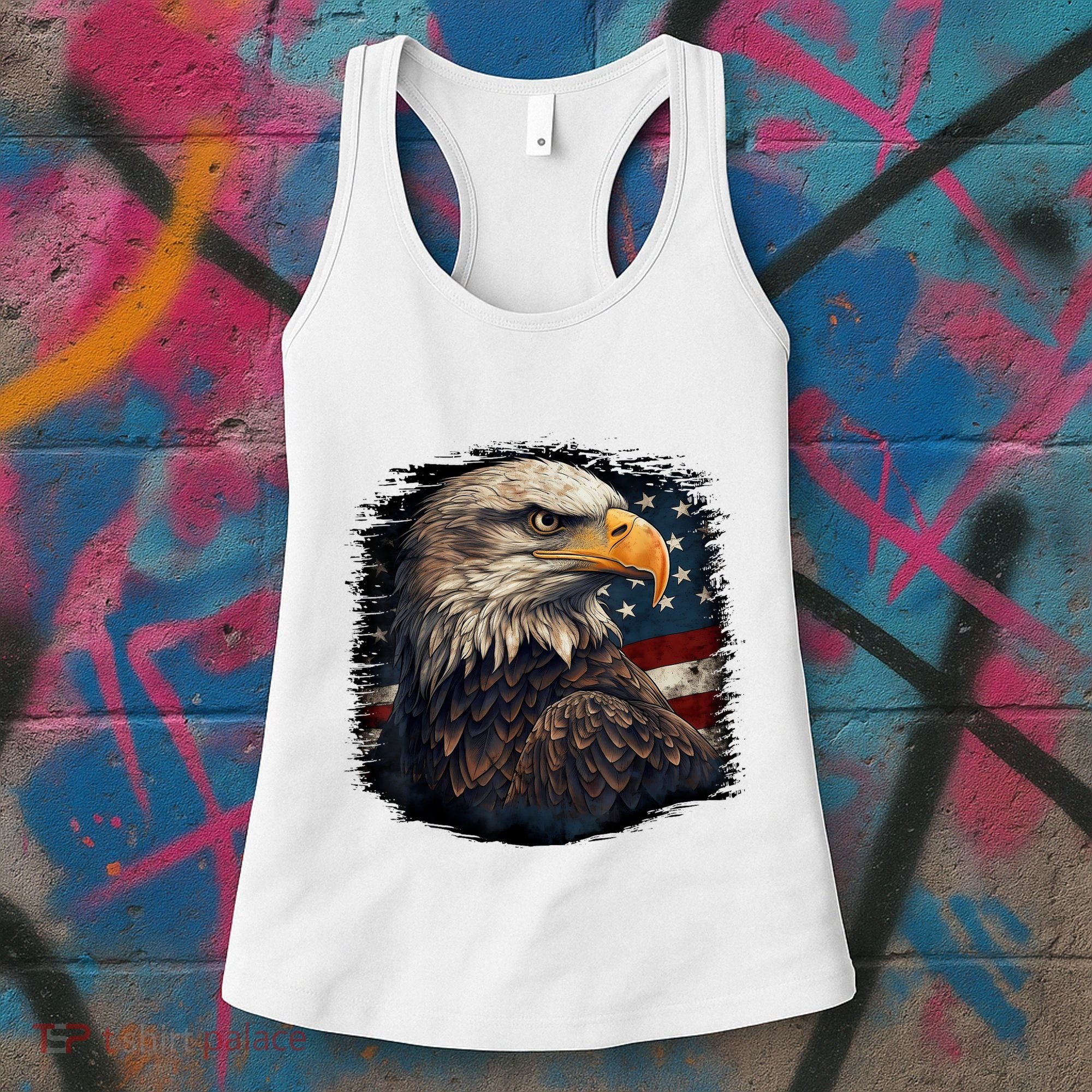 Bald Eagle Us American Flag 4th Of July Proud Patriotic Women's Tank Top