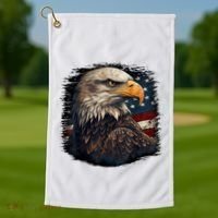 Bald Eagle Us American Flag 4th Of July Proud Patriotic Golf Towel thumb 1