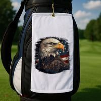 Bald Eagle Us American Flag 4th Of July Proud Patriotic Golf Towel thumb 2