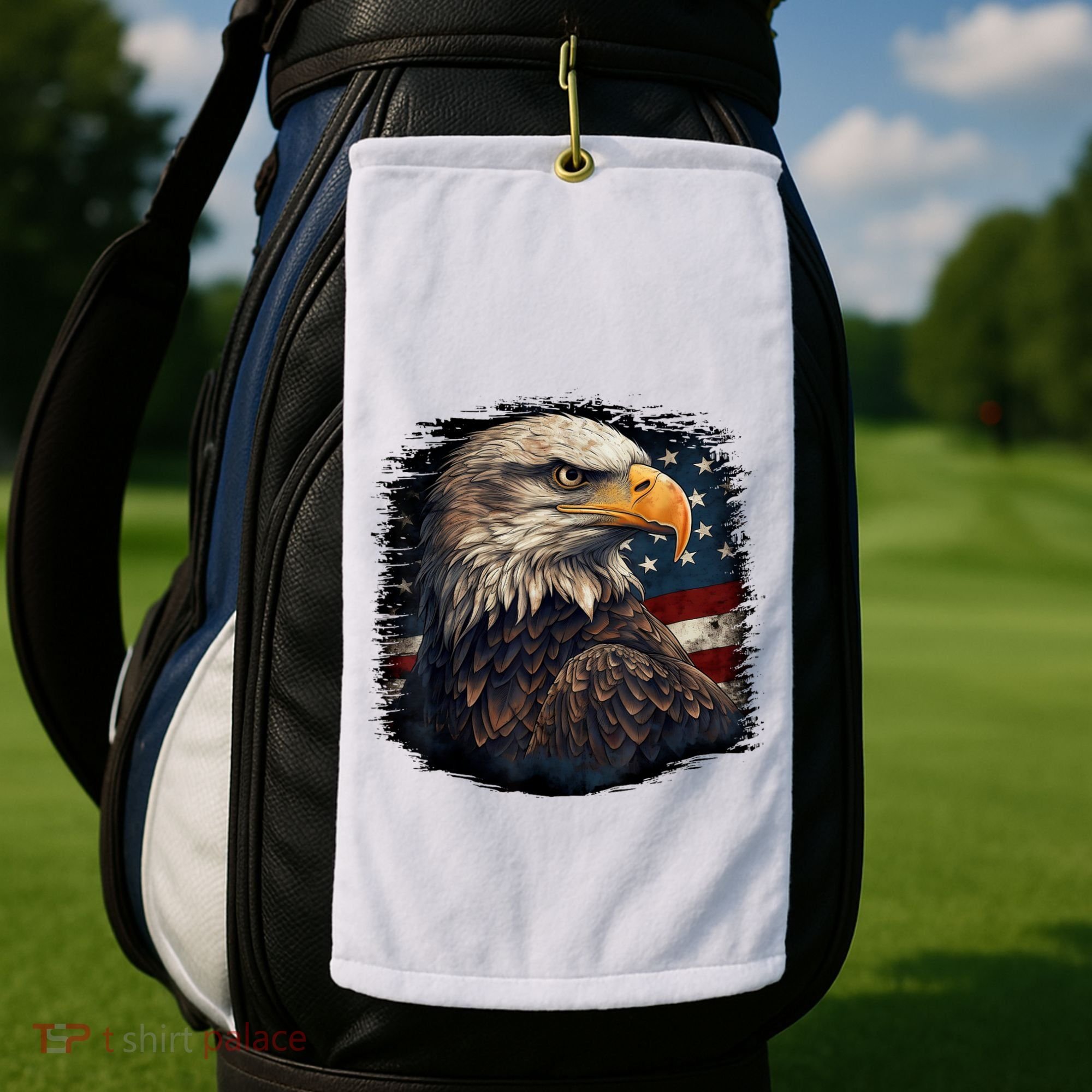 Bald Eagle Us American Flag 4th Of July Proud Patriotic Golf Towel