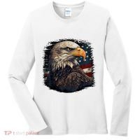 Bald Eagle Us American Flag 4th Of July Proud Patriotic Women's Long Sleeve Shirt thumb 0
