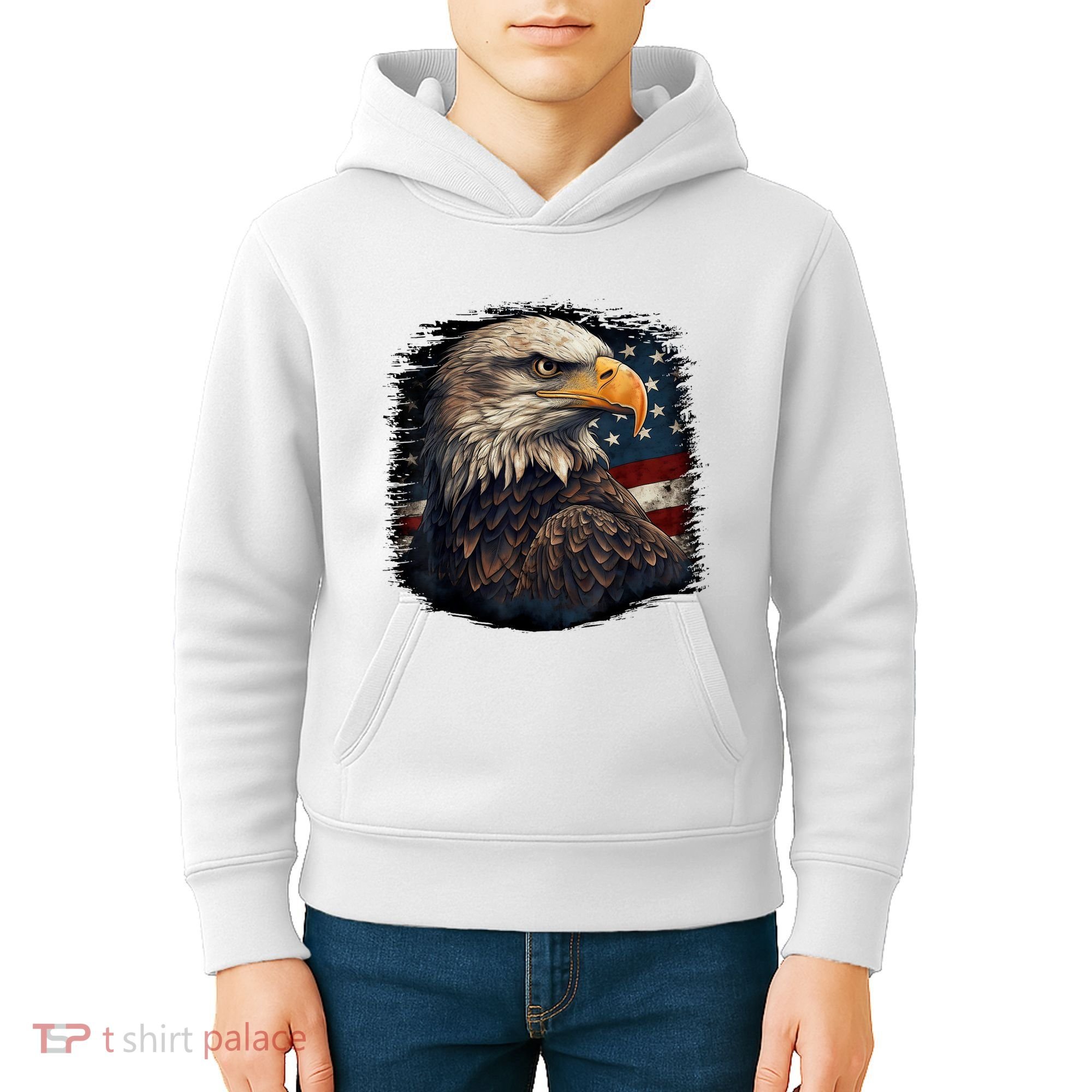 Bald Eagle Us American Flag 4th Of July Proud Patriotic Kids Hoodie