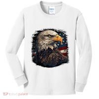 Bald Eagle Us American Flag 4th Of July Proud Patriotic Kids Long Sleeve Shirt thumb 0