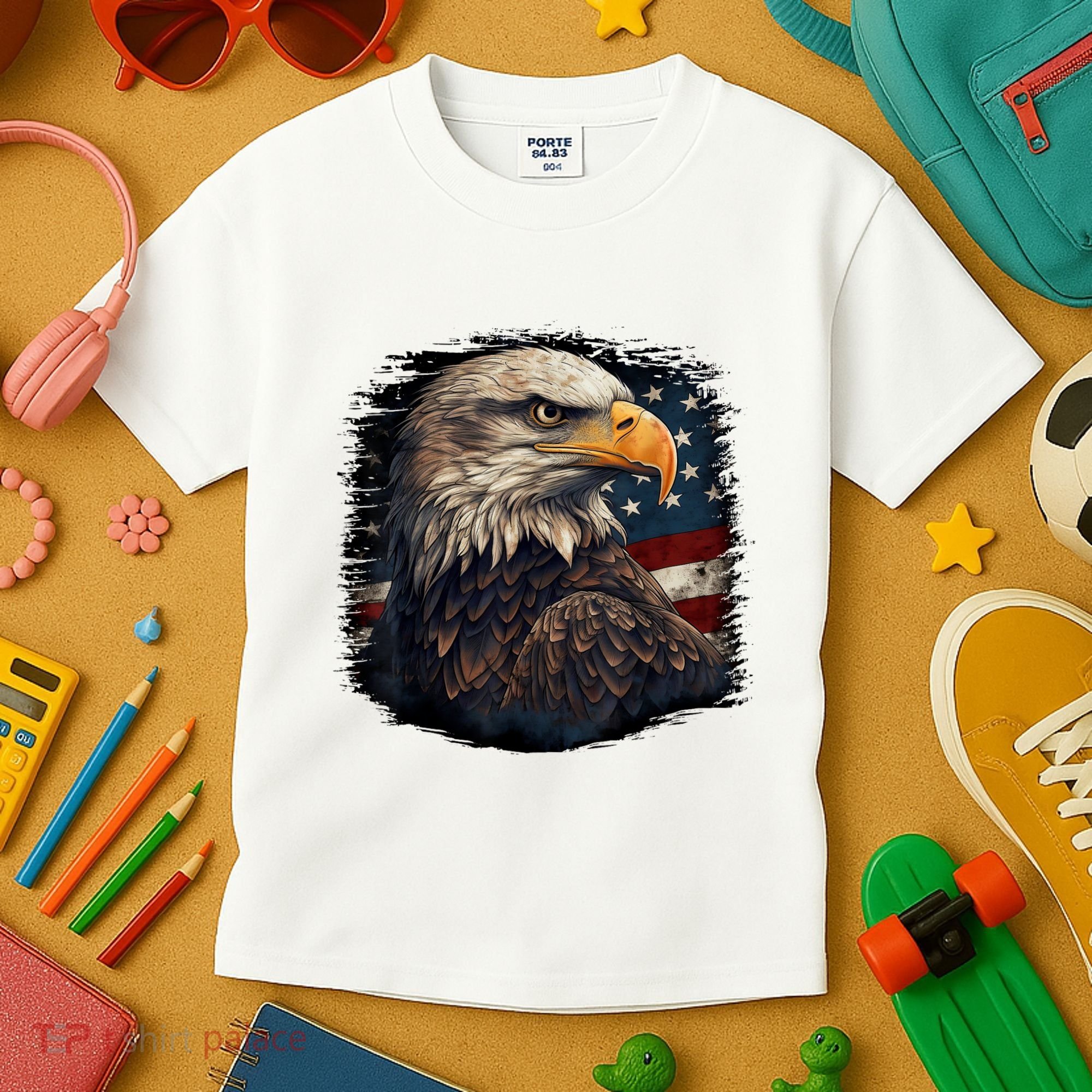 Bald Eagle Us American Flag 4th Of July Proud Patriotic Kids T-Shirt