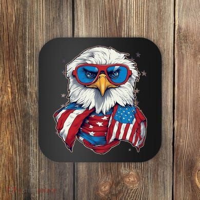 Bald Eagle With American Flag IA Coaster
