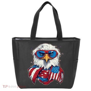 Bald Eagle With American Flag IA Tote Bag