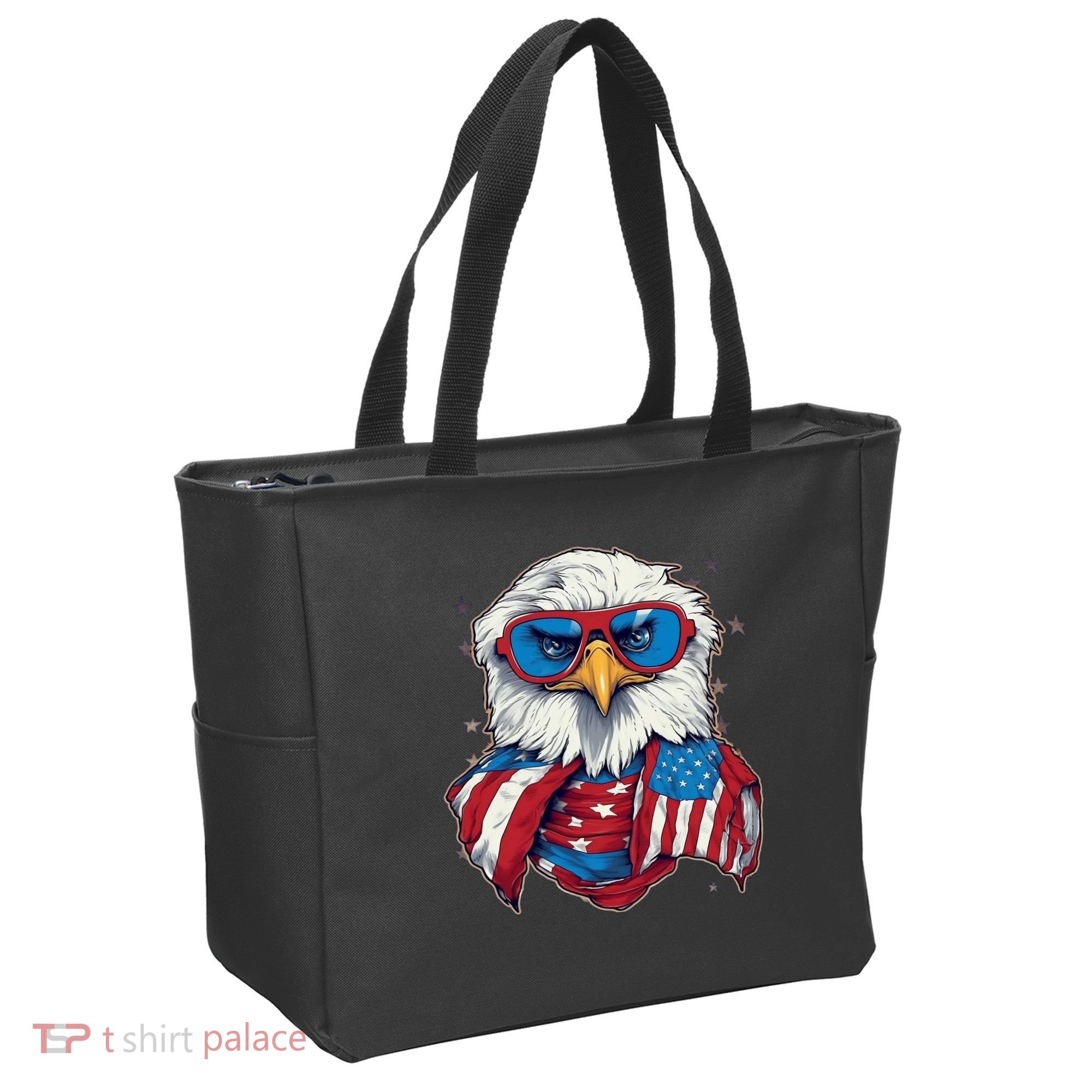 Bald Eagle With American Flag IA Tote Bag