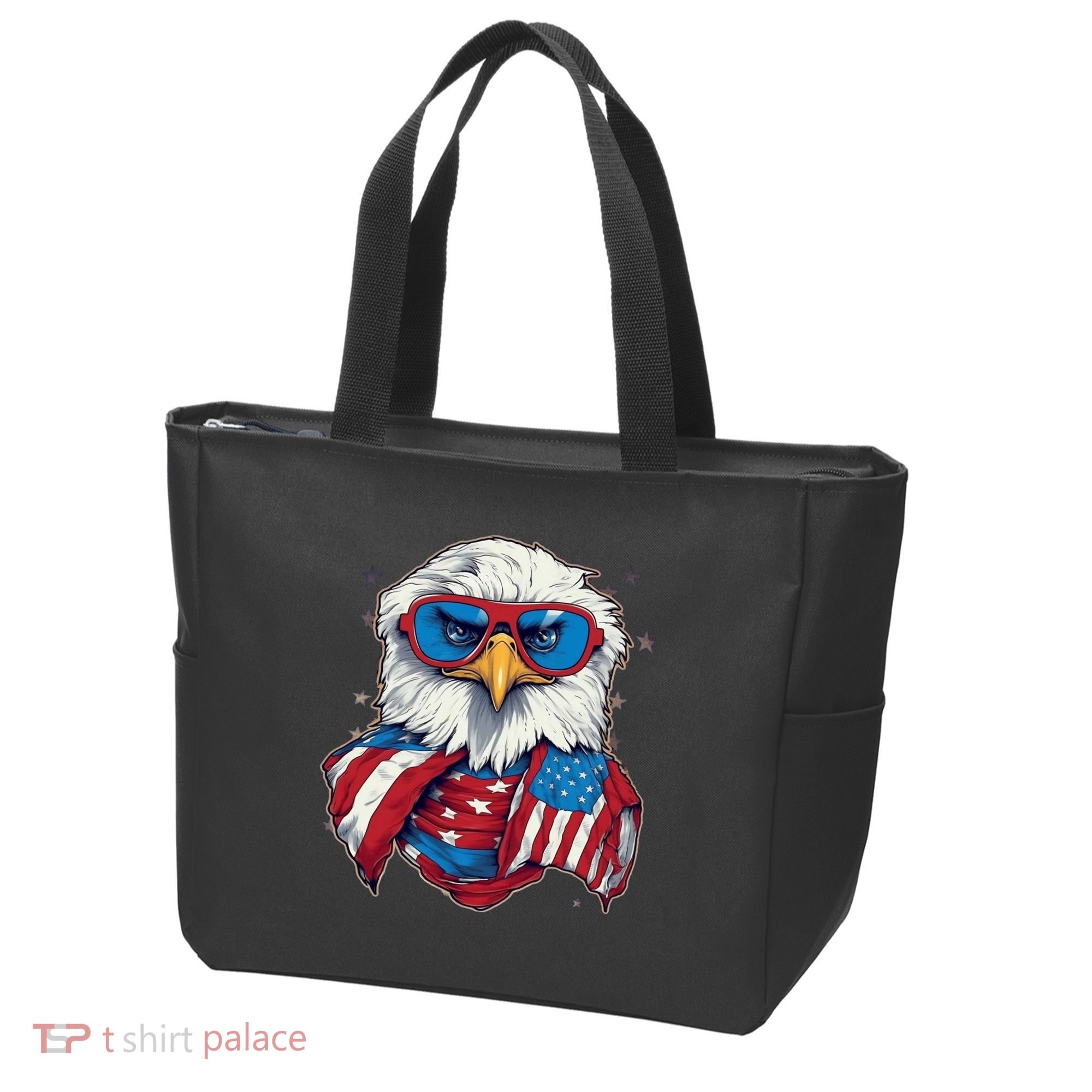 Bald Eagle With American Flag IA Tote Bag
