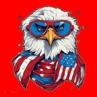 Bald Eagle With American Flag IA Santa Hat thumb 1
