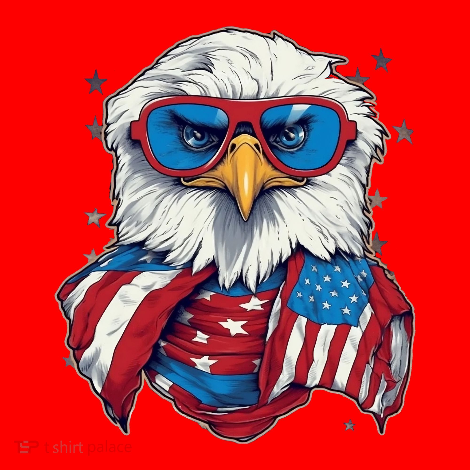 Bald Eagle With American Flag IA Santa Hat