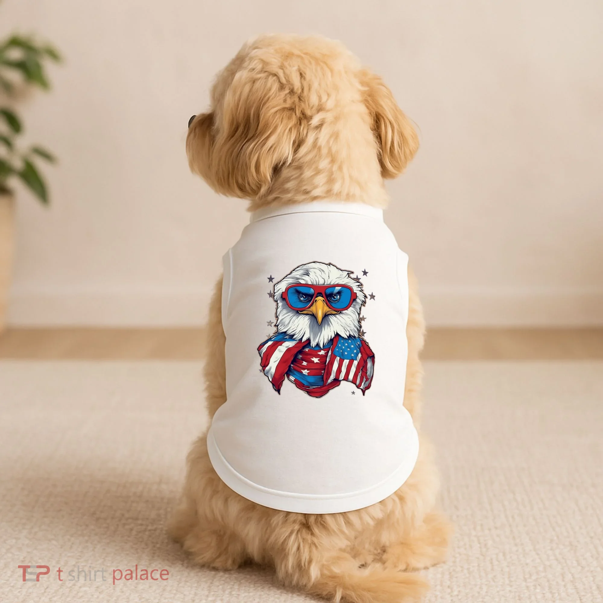 Bald Eagle With American Flag IA Doggie Tank