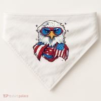 Bald Eagle With American Flag IA USA-Made Doggie Bandana thumb 0