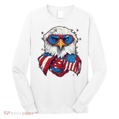 Bald Eagle With American Flag IA Long Sleeve Shirt
