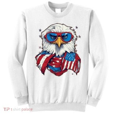 Bald Eagle With American Flag IA Sweatshirt