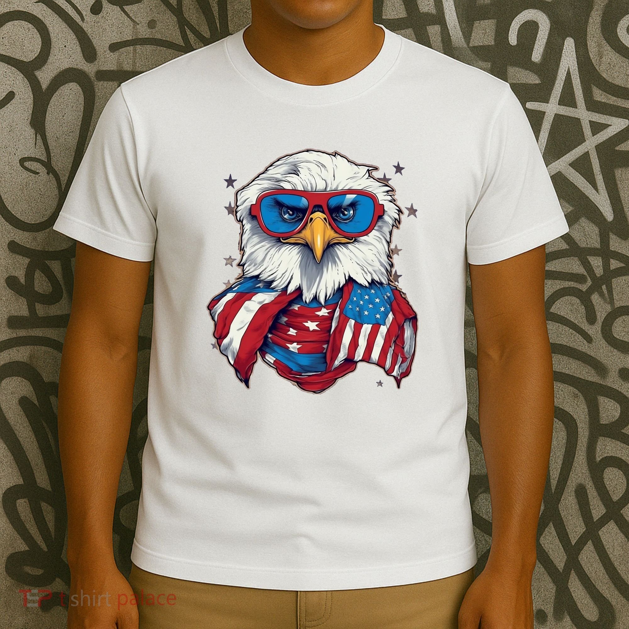 Bald Eagle With American Flag IA T-Shirt