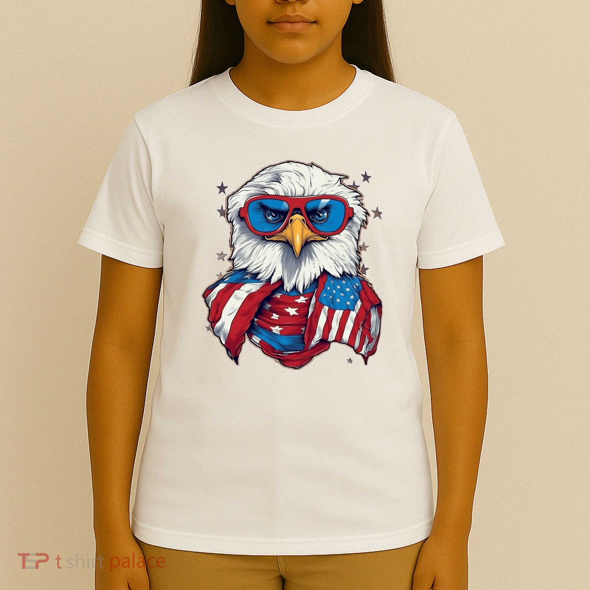 Bald Eagle With American Flag IA T-Shirt