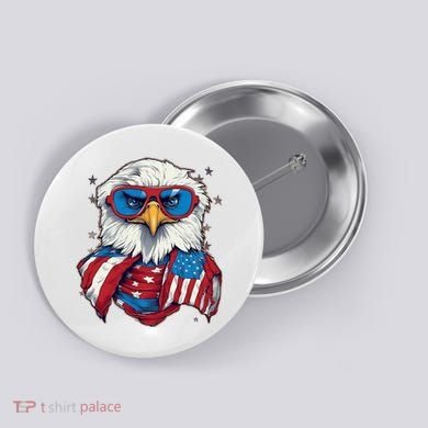 Bald Eagle With American Flag IA Button