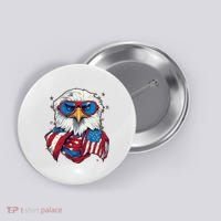 Bald Eagle With American Flag IA Button thumb 0