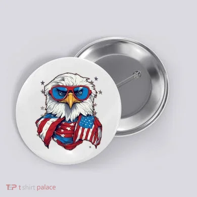 Bald Eagle With American Flag IA Button