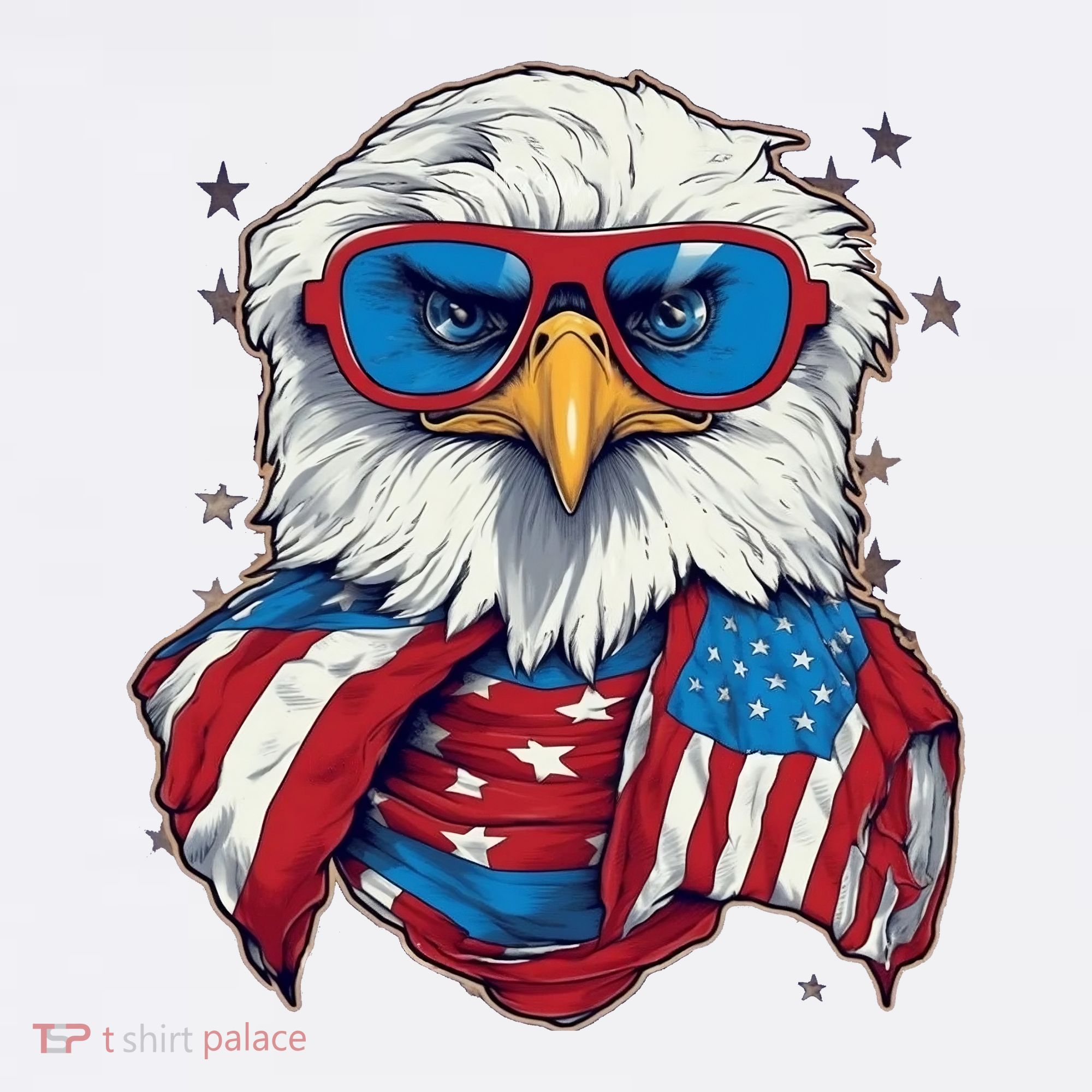Bald Eagle With American Flag IA Bucket Hat