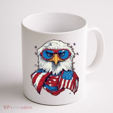 Bald Eagle With American Flag IA Coffee Mug back