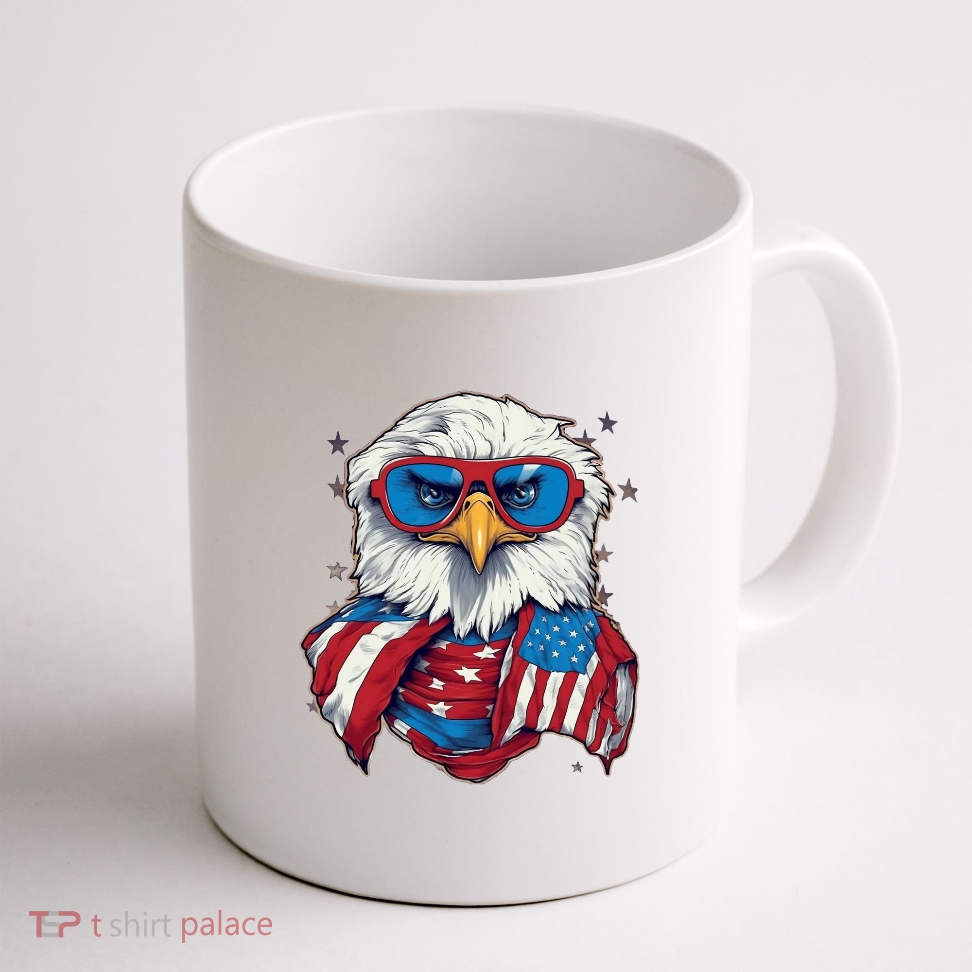 Bald Eagle With American Flag IA Coffee Mug