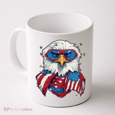 Bald Eagle With American Flag IA Coffee Mug
