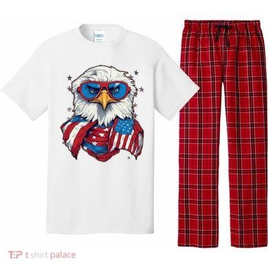 Bald Eagle With American Flag IA Pajama Set