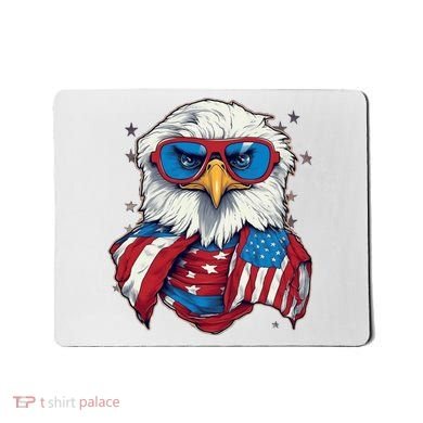 Bald Eagle With American Flag IA Mousepad