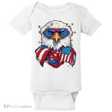 Bald Eagle With American Flag IA Baby Bodysuit
