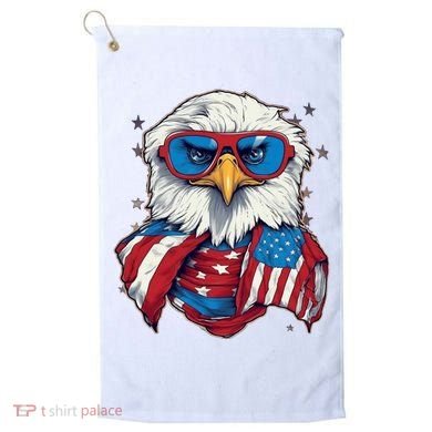 Bald Eagle With American Flag IA Golf Towel