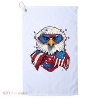 Bald Eagle With American Flag IA Golf Towel thumb 0