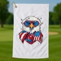 Bald Eagle With American Flag IA Golf Towel thumb 1