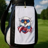 Bald Eagle With American Flag IA Golf Towel thumb 2
