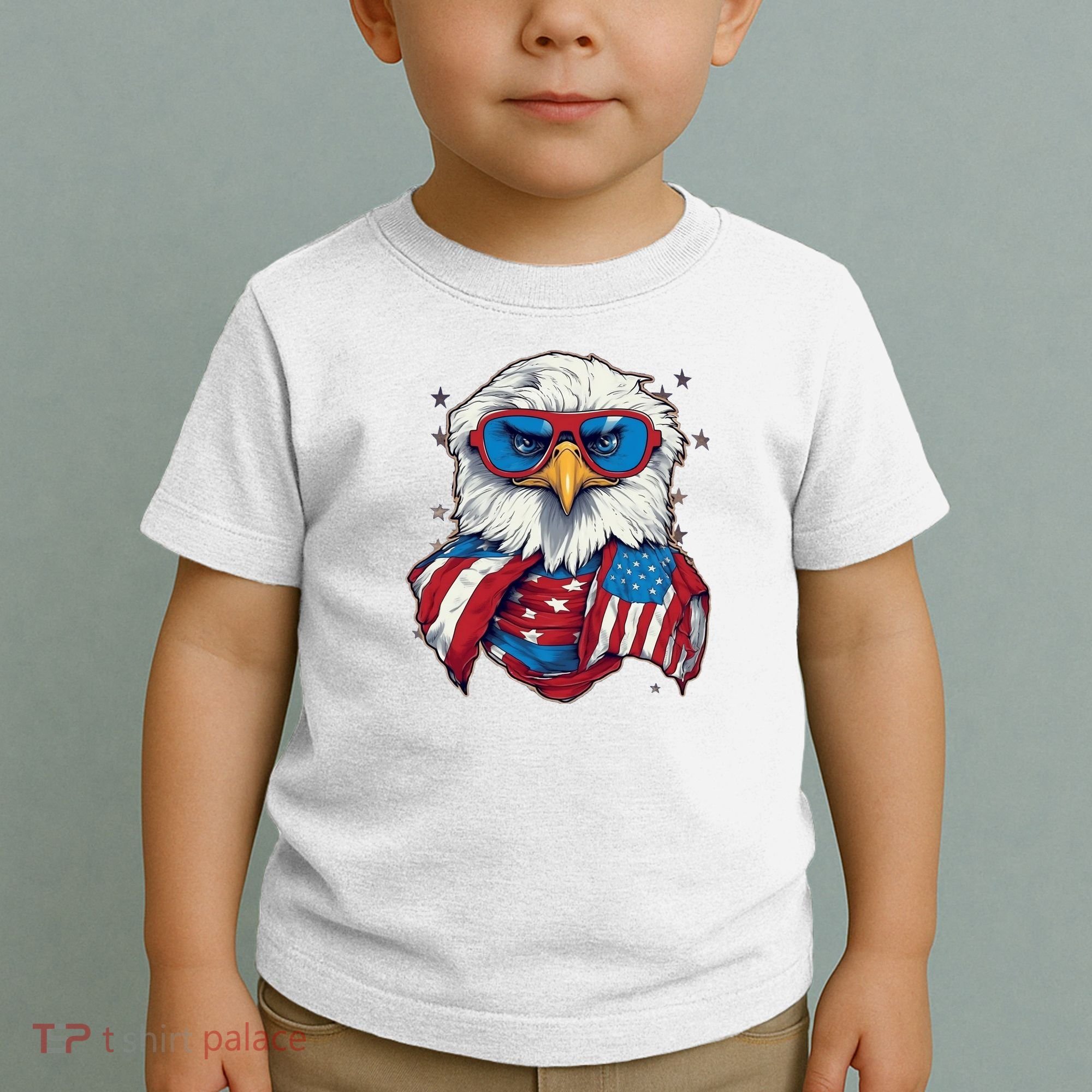 Bald Eagle With American Flag IA Toddler T-Shirt