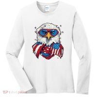 Bald Eagle With American Flag IA Women's Long Sleeve Shirt thumb 0