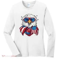 Bald Eagle With American Flag IA Women's Long Sleeve Shirt thumb 0