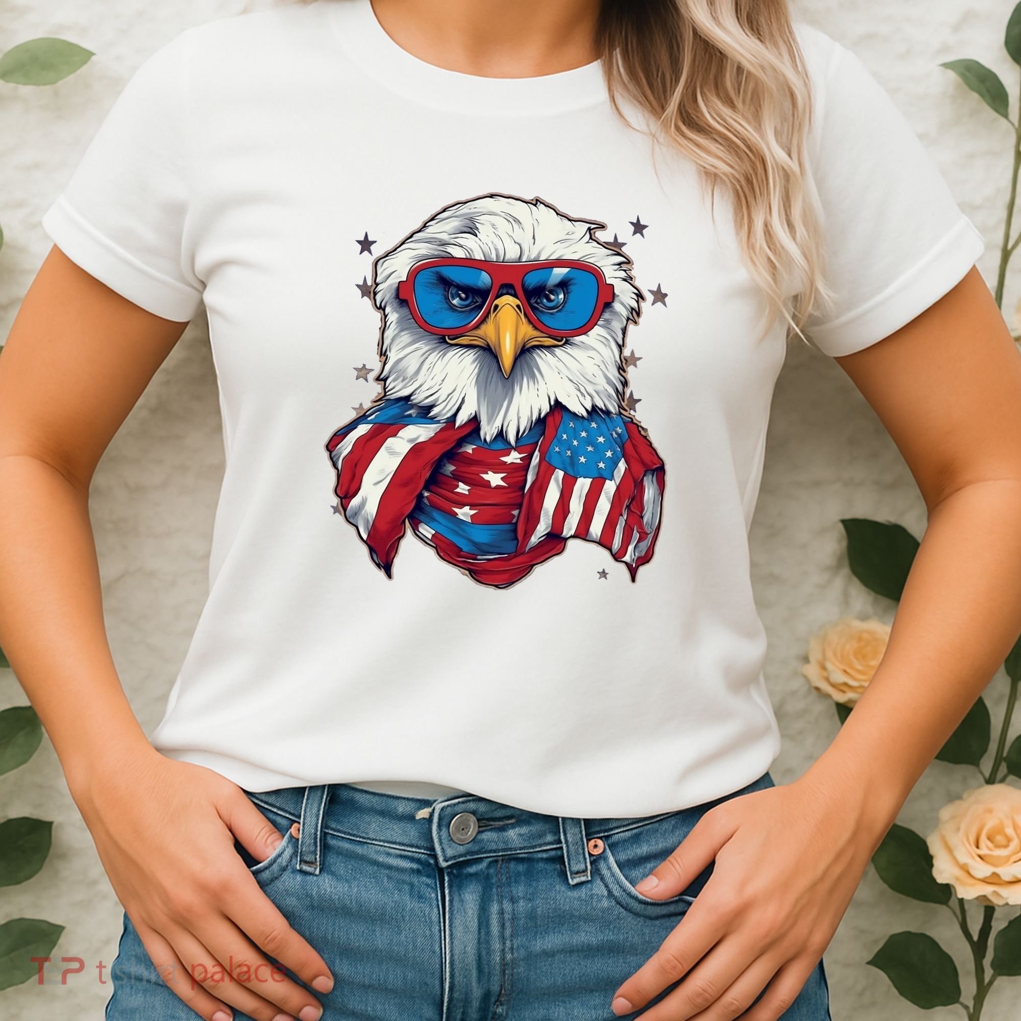 Bald Eagle With American Flag IA Women's T-Shirt