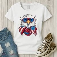 Bald Eagle With American Flag IA Women's T-Shirt thumb 3