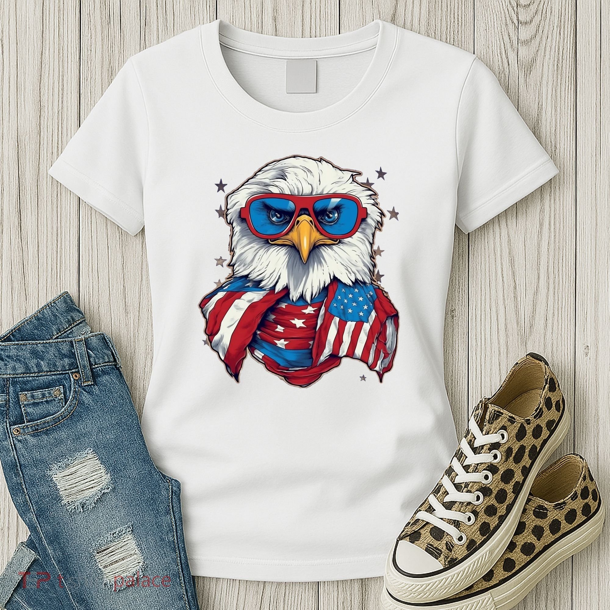 Bald Eagle With American Flag IA Women's T-Shirt
