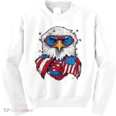 Bald Eagle With American Flag IA Kids Sweatshirt