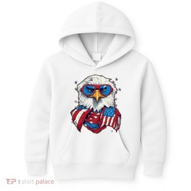 Bald Eagle With American Flag IA Kids Hoodie