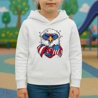 Bald Eagle With American Flag IA Kids Hoodie thumb 3