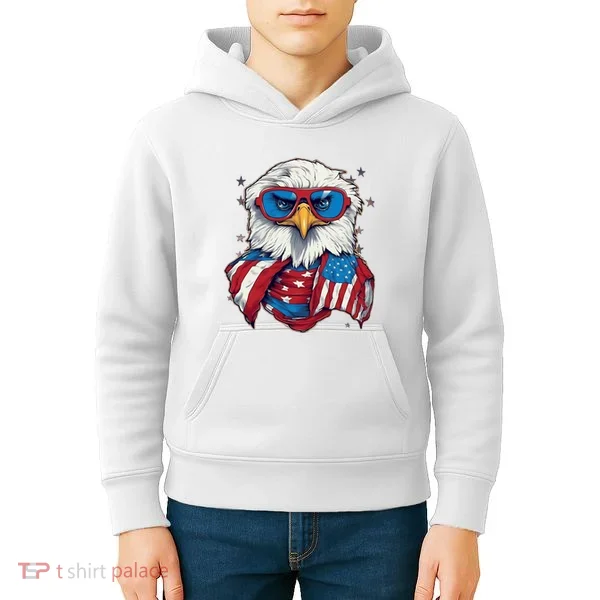 Bald Eagle With American Flag IA Kids Hoodie